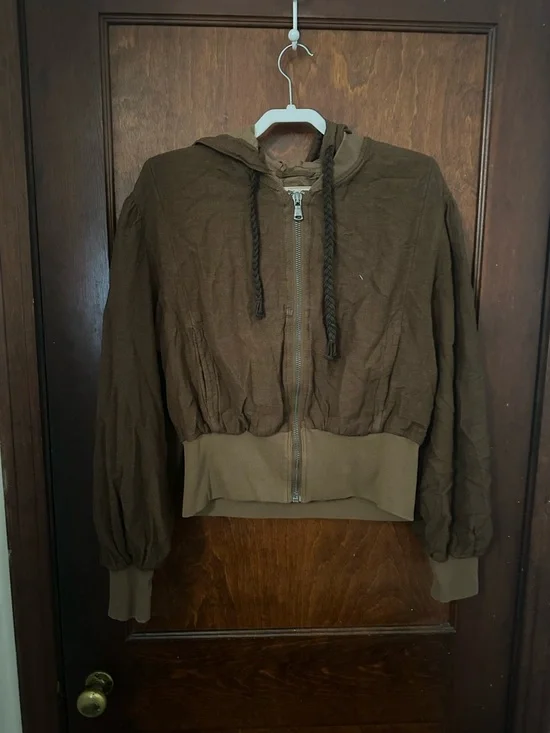 Free People Hannah Bomber Jacket Brown Size M - Picture 3 of 5